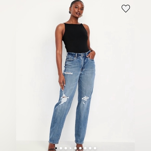 Old Navy Denim - NEW Curvy High Waisted OG Loose Jeans Ripped Medium Wash, Size 16 Tall